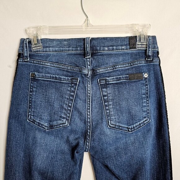 Women's 7 FOR ALL MANKIND The Ankle Skinny Jeans DARK WASH BLUE size 26 Denim - Picture 8 of 10